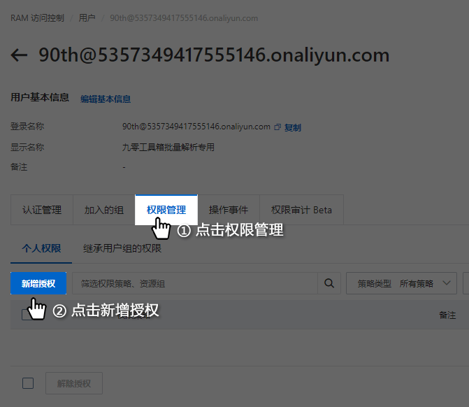 RAM 权限设置